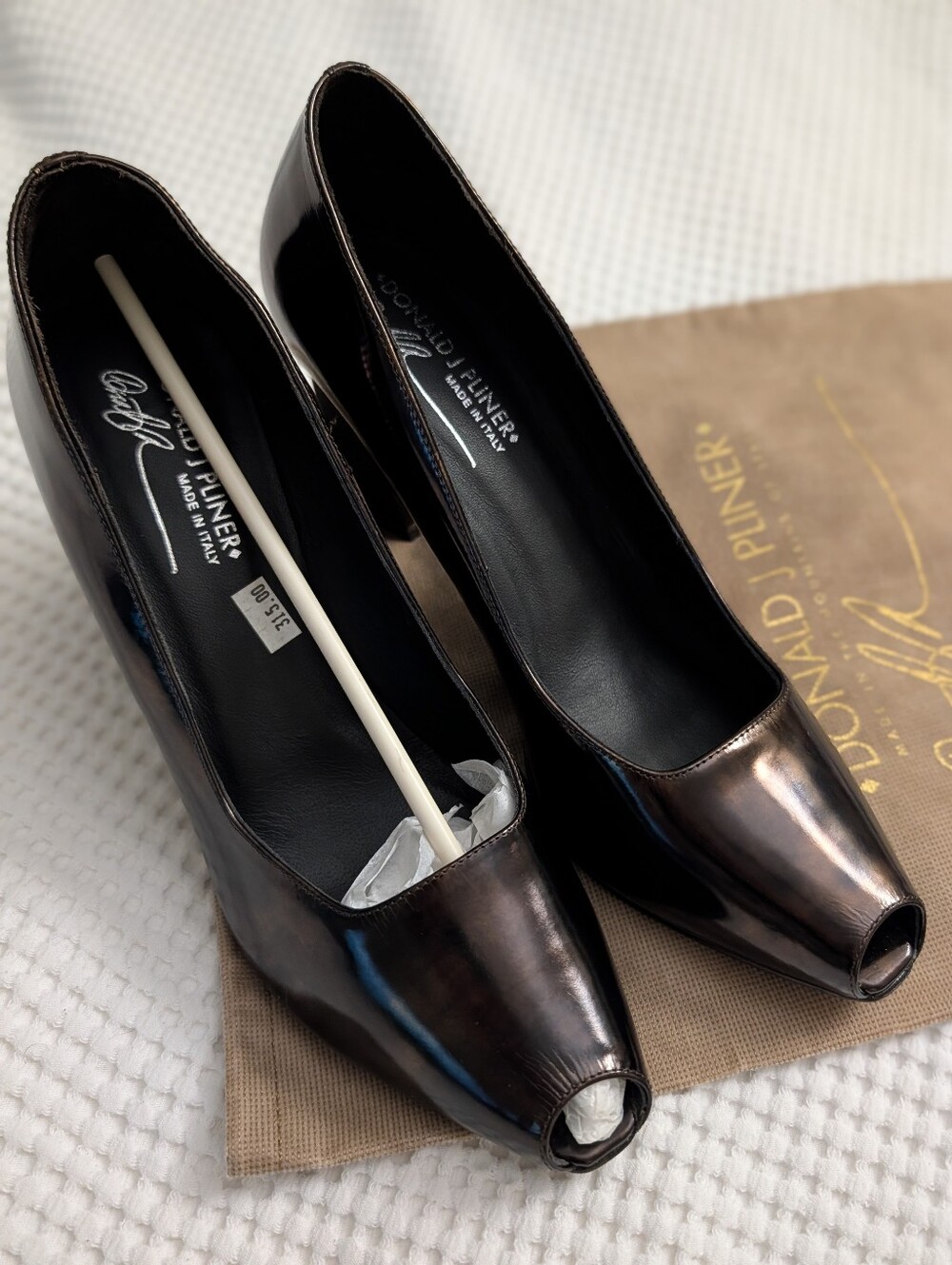 Donald J. Pliner Metallic Bronze Peep-Toe Pumps Sz 10M